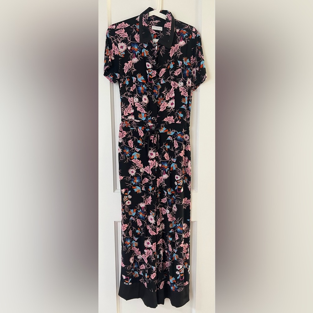 Sandro Olivier Jumpsuit In Floral Print Viscose, Size EURO34/US2